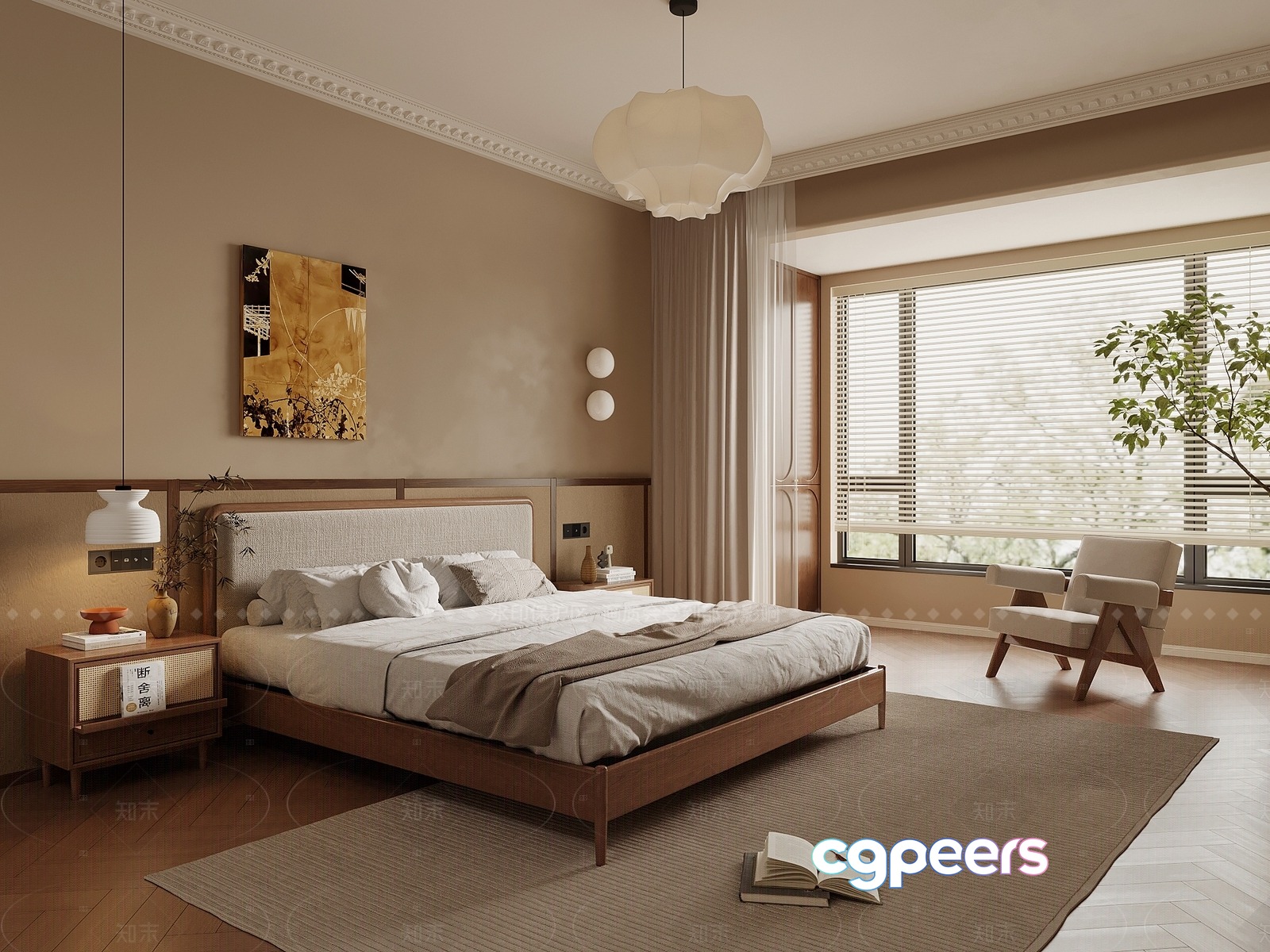 Wooden Bed Frame 3D Model - 5496 - VRAY Render