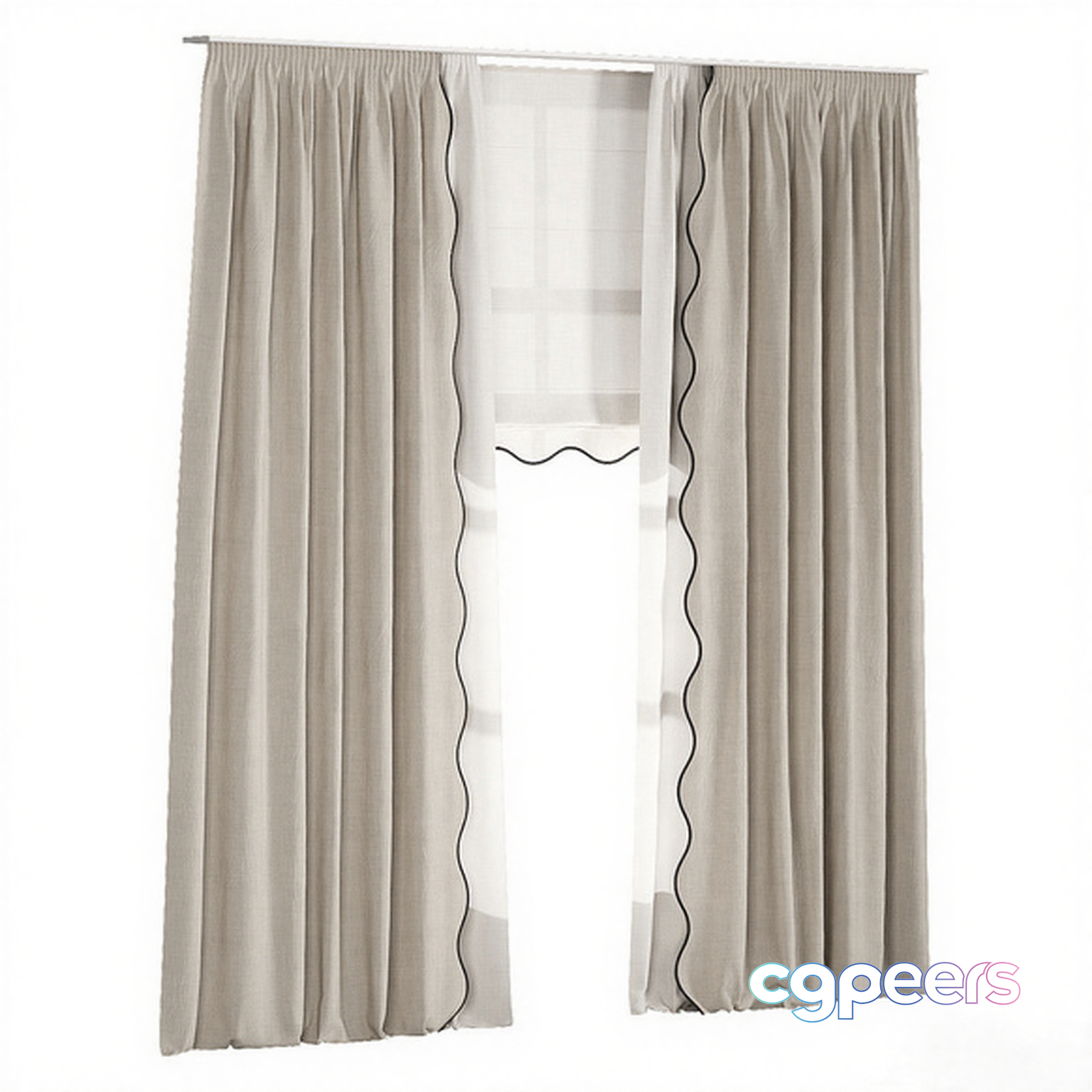 White Curtains 3D Model - 1753 - CORONA Render