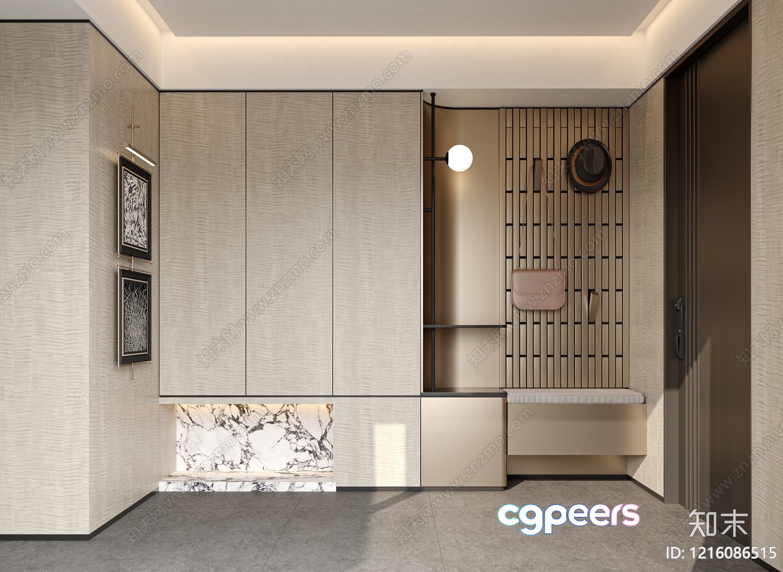 Modern Entrance Hallway 3D Model - 13771 - VRAY Render