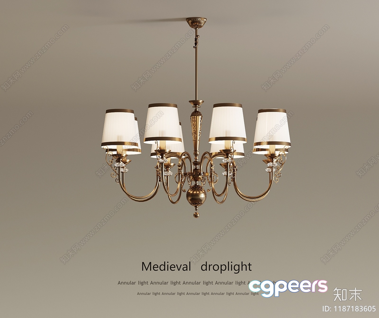 Gold Light Fixture 3D Model - 666 - VRAY Render