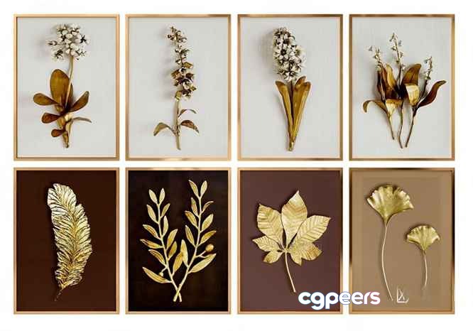 Gold Framed Artwork 3D Model - 23093 - VRAY Render