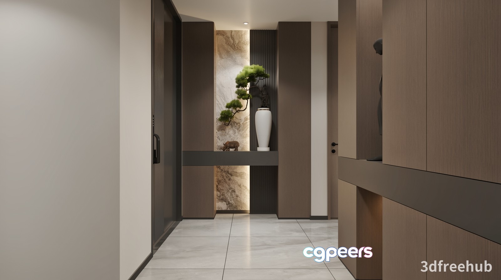 Modern Hallway With Wood Accents 3D Model - 19912 - VRAY Render Modern Hallway With Wood Accents 3D Model - 19912 - VRAY Render