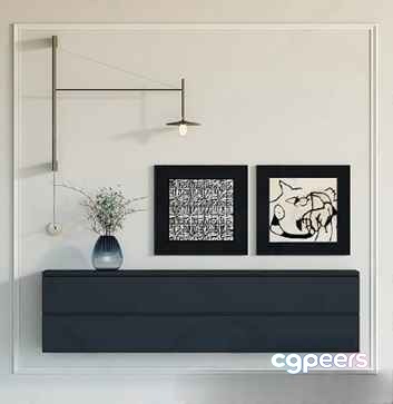 Modern Black Shelf 3D Model - 5580 - CORONA Render Modern Black Shelf 3D Model - 5580 - CORONA Render