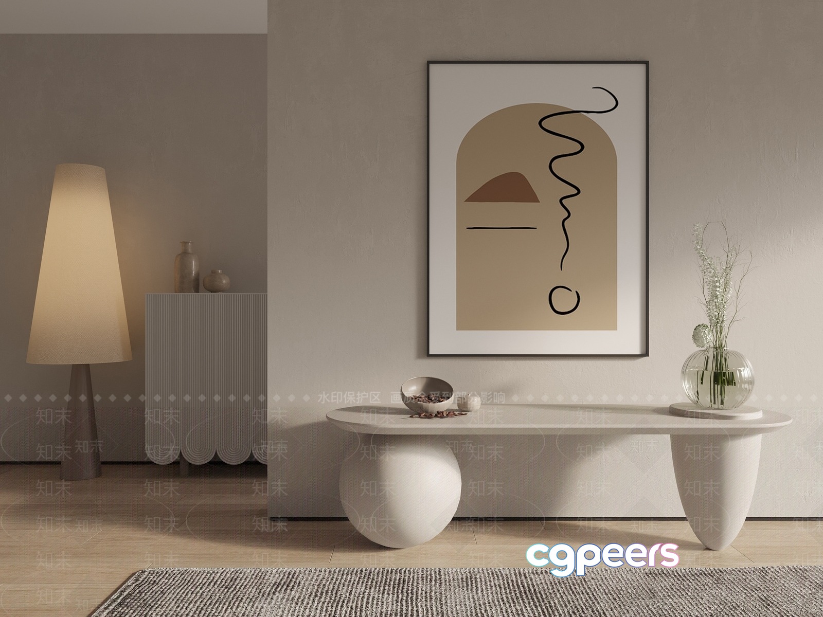 Modern Minimalist Decor 3D Model - 10376 - VRAY Render