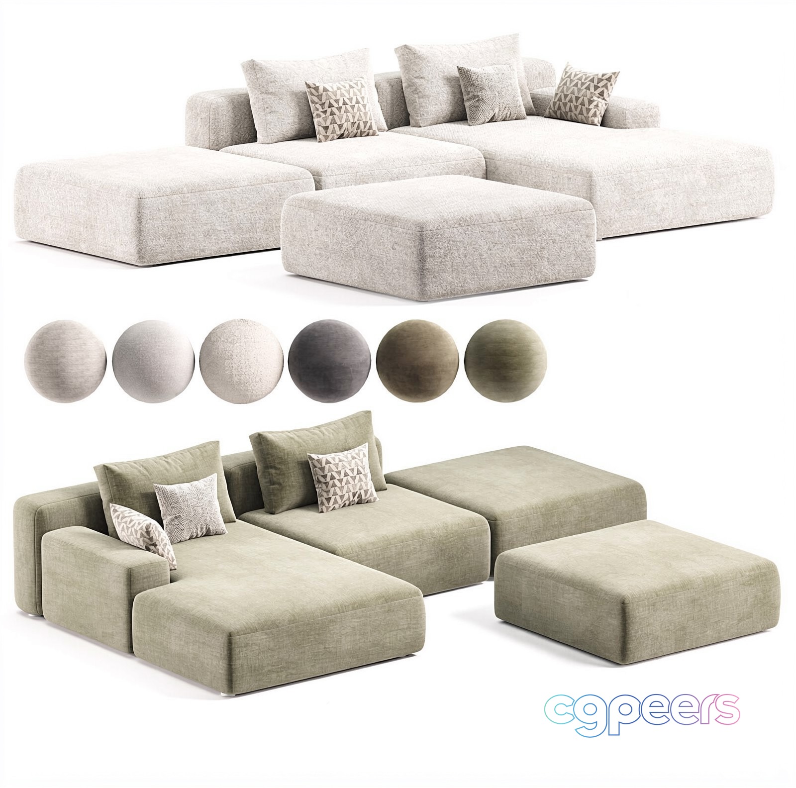 Modern Sectional Sofa 3D Model - 21294 - VRAY Render