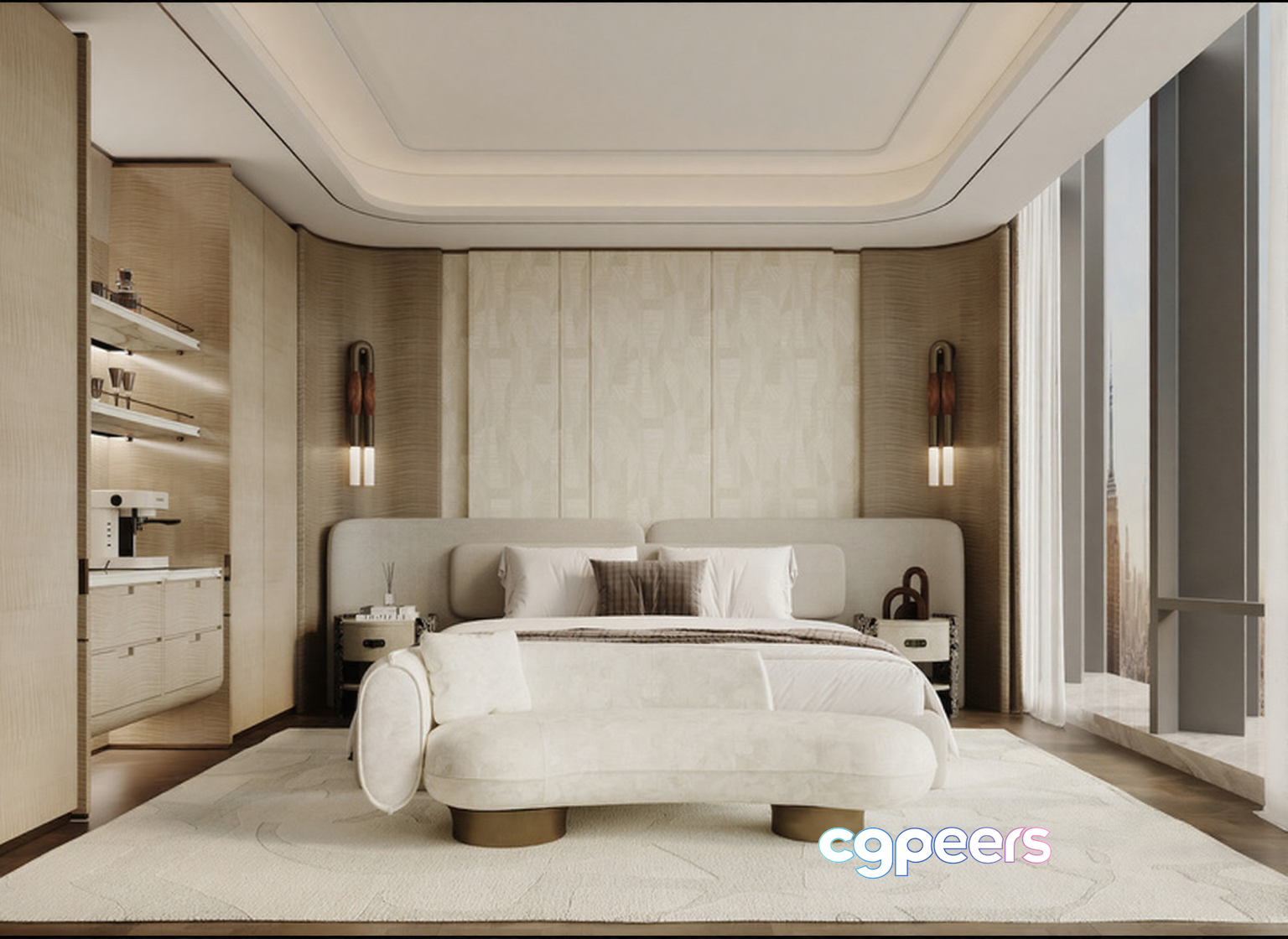 Modern Beige Bedroom 3D Model - 15504 - VRAY Render