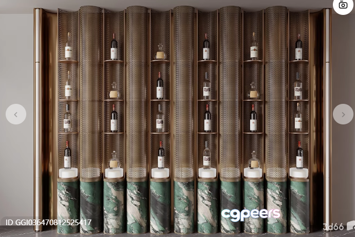 A Shelf With Wine Bottles 3D Model - 5035 - CORONA Render A Shelf With Wine Bottles 3D Model - 5035 - CORONA Render