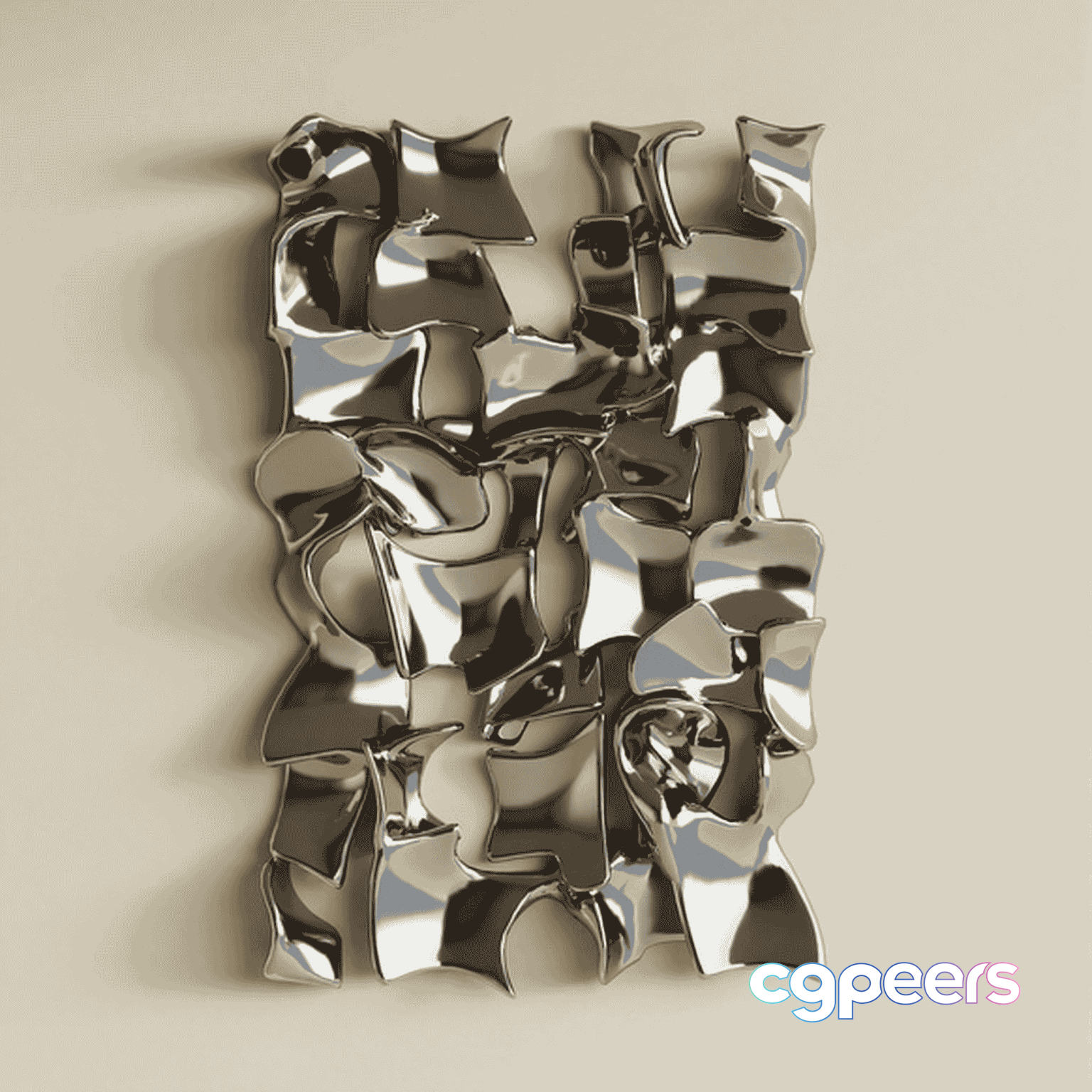A Silver Metal Wall Art Piece 3D Model - 15133 - VRAY Render A Silver Metal Wall Art Piece 3D Model - 15133 - VRAY Render