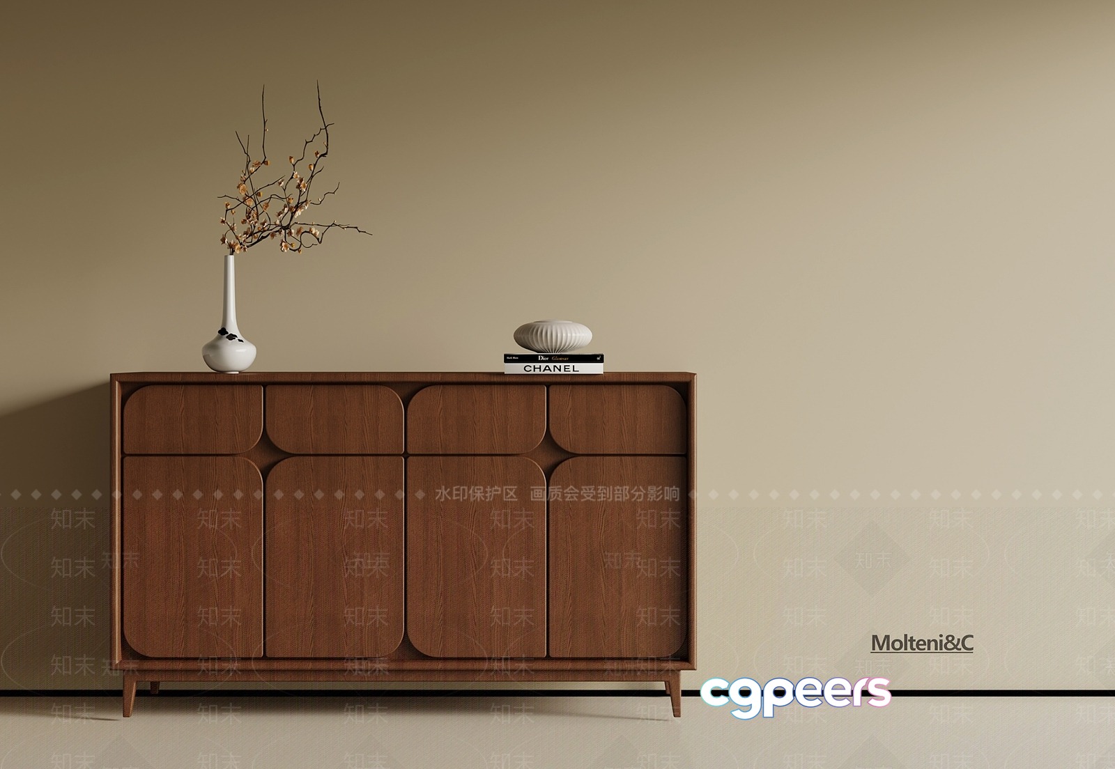 Mid-Century Sideboard 3D Model - 20126 - VRAY Render