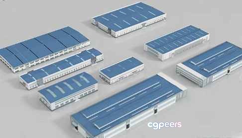 Blue Solar Panels 3D Model - 1849 - VRAY Render