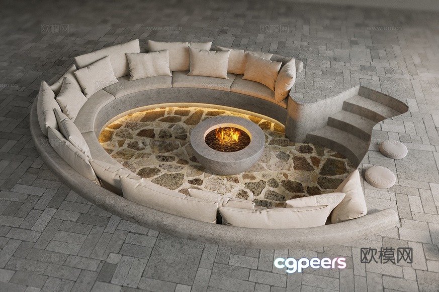 A Large Circular Outdoor Seating Area 3D Model - 14213 - CORONA Render A Large Circular Outdoor Seating Area 3D Model - 14213 - CORONA Render