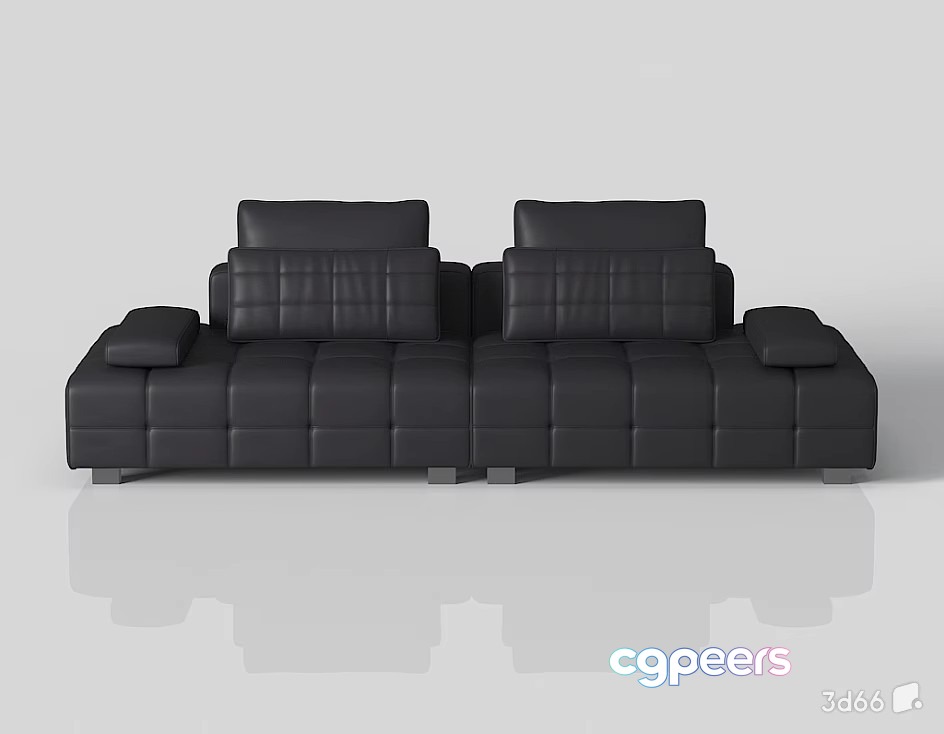 Modern Black Leather Sofa 3D Model - 20636 - VRAY Render