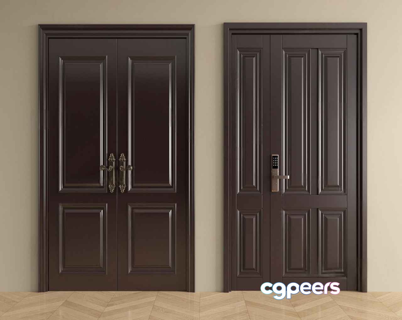 Two Black Doors 3D Model - 8023 - VRAY Render