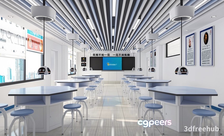 A Modern Classroom 3D Model - 21588 - VRAY Render A Modern Classroom 3D Model - 21588 - VRAY Render