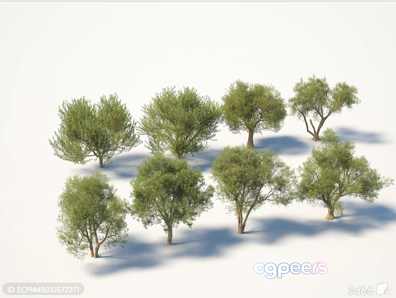 Trees With Green Foliage 3D Model - 5928 - VRAY Render