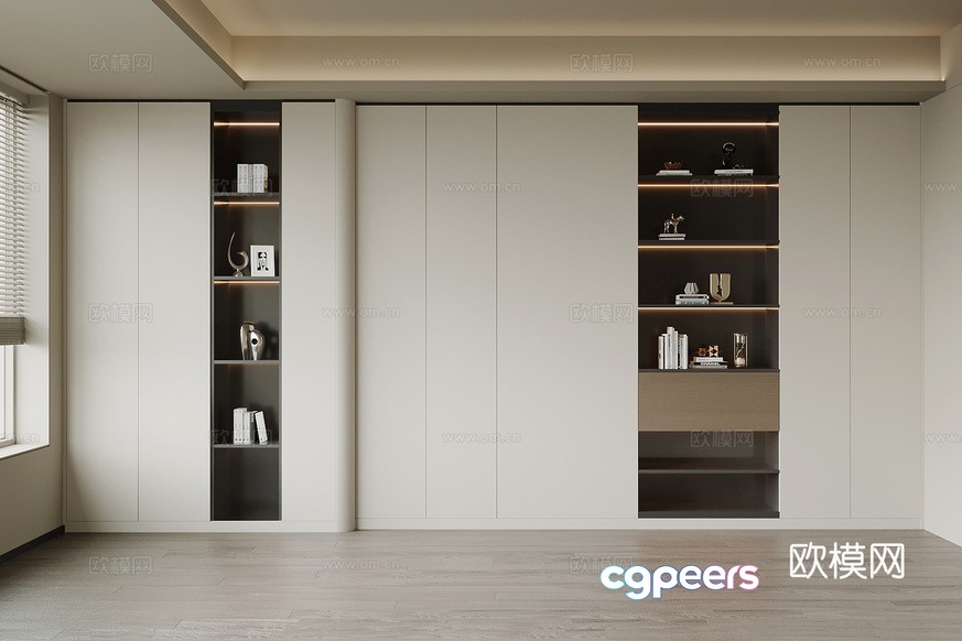 Modern Bookshelf With Lighting 3D Model - 18479 - VRAY Render