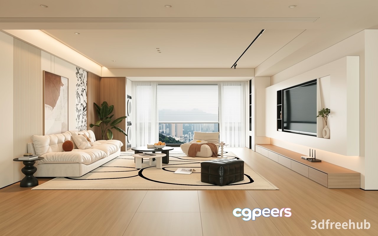 Modern Living Room 3D Model - 21635 - VRAY Render