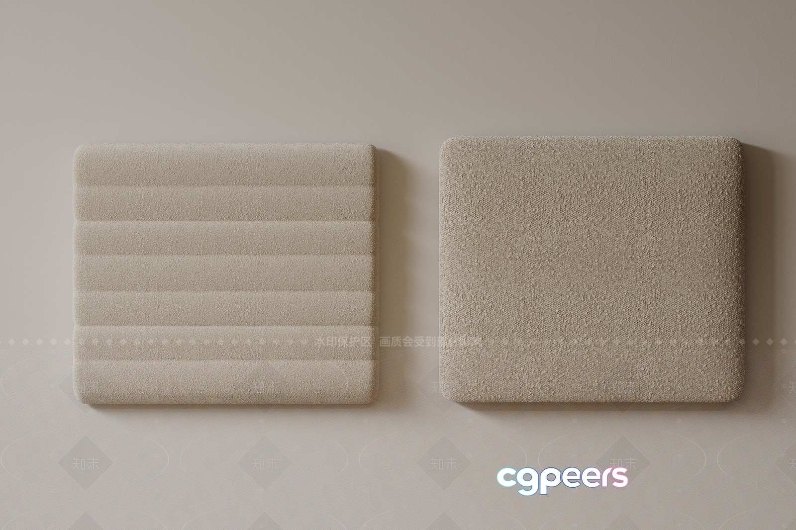 Two Beige Coasters 3D Model - 13101 - VRAY Render