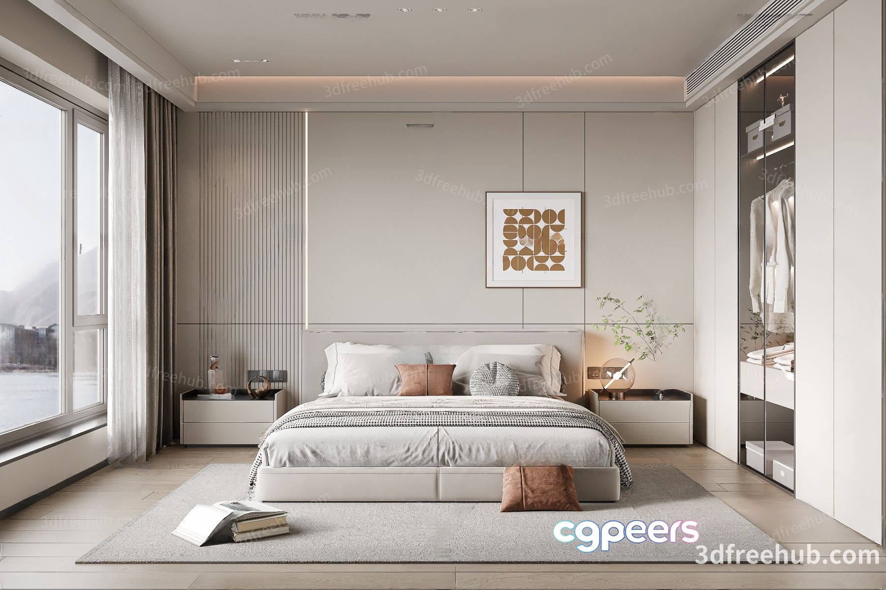 A Modern Bedroom 3D Model - 18962 - VRAY Render
