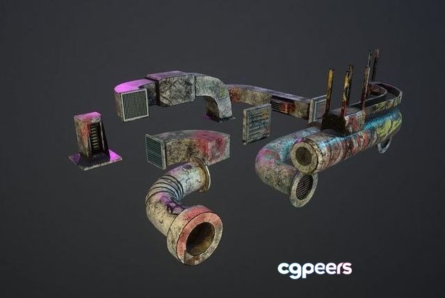 3D Game Assets - Cyberpunk Air Ducts Pack Low-poly 3D Game Assets - Cyberpunk Air Ducts Pack Low-poly