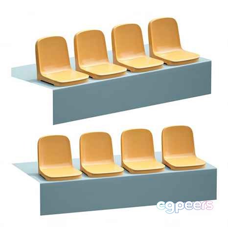 Wooden Stadium Seats 3D Model - 3954 - CORONA Render
