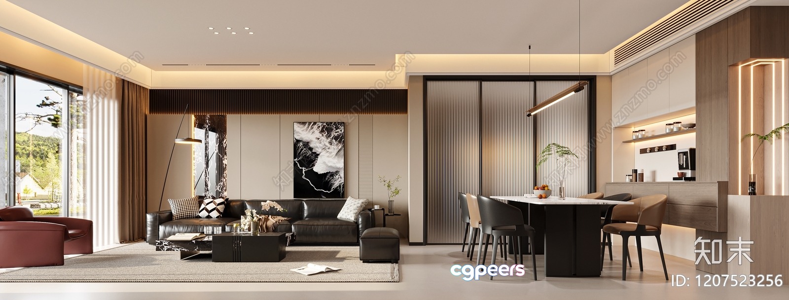 Modern Living Room 3D Model - 8415 - VRAY Render