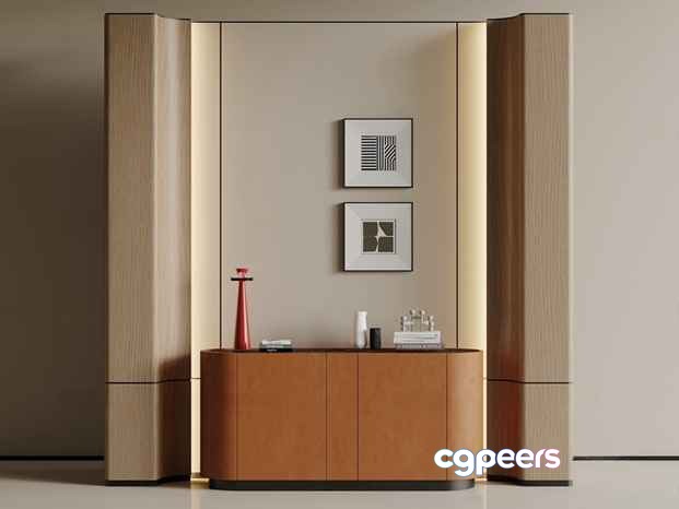A Modern Wooden Cabinet 3D Model - 16902 - VRAY Render A Modern Wooden Cabinet 3D Model - 16902 - VRAY Render