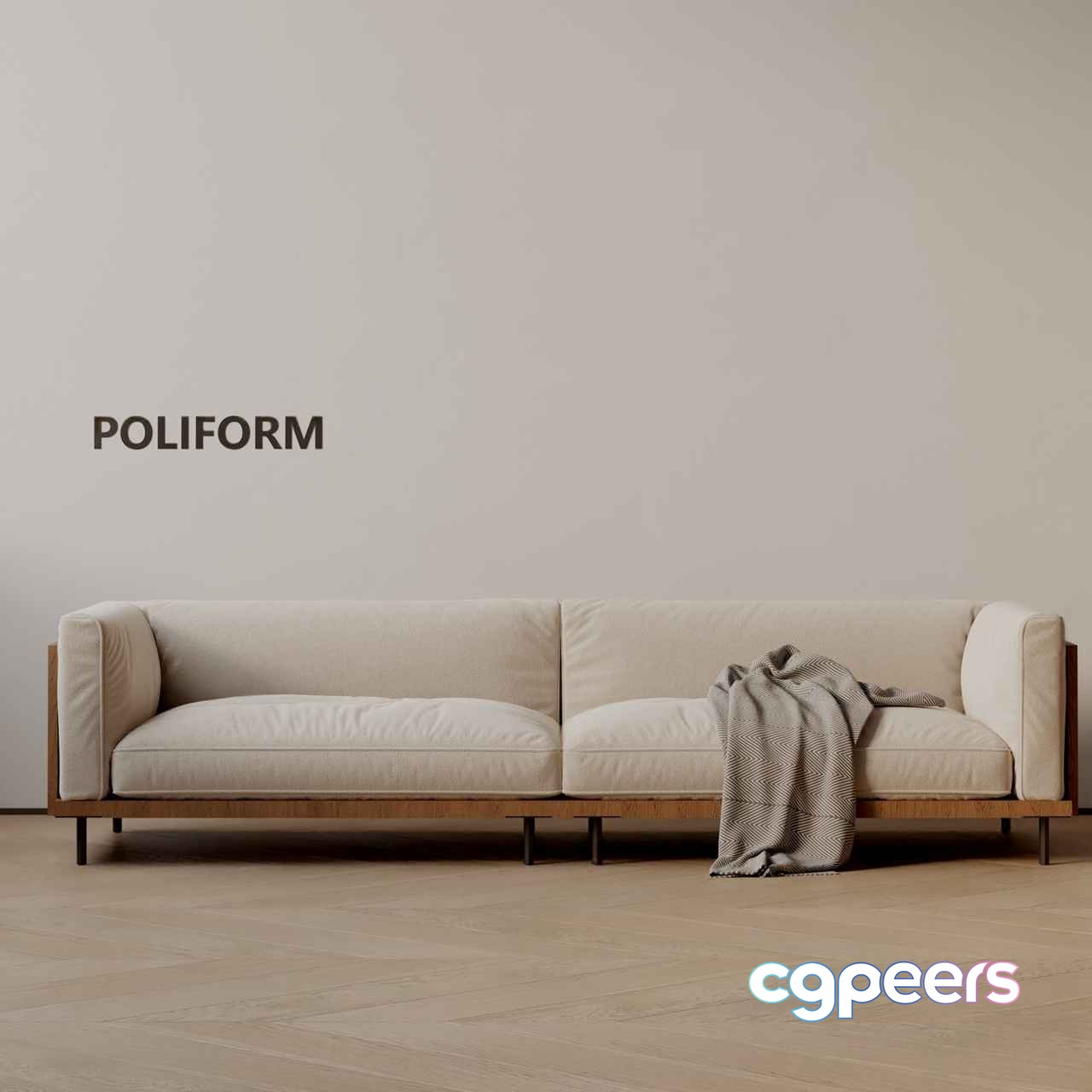 Modern Beige Sofa 3D Model - 8534 - VRAY Render