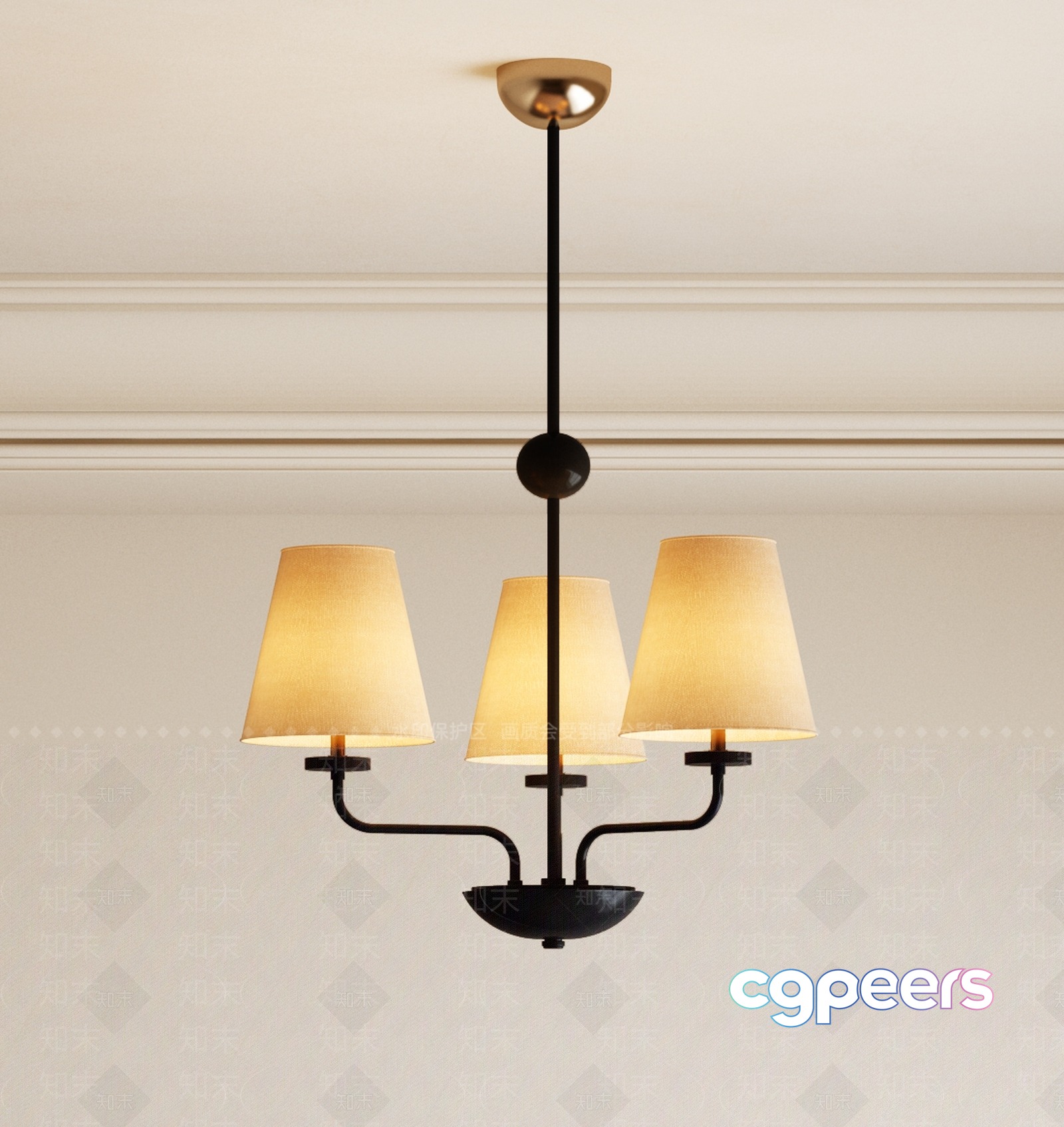 Gold Light Fixture 3D Model - 1316 - VRAY Render