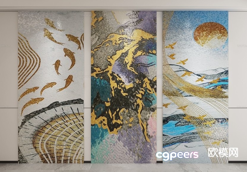 Modern Art Mural 3D Model - 1856 - VRAY Render Modern Art Mural 3D Model - 1856 - VRAY Render