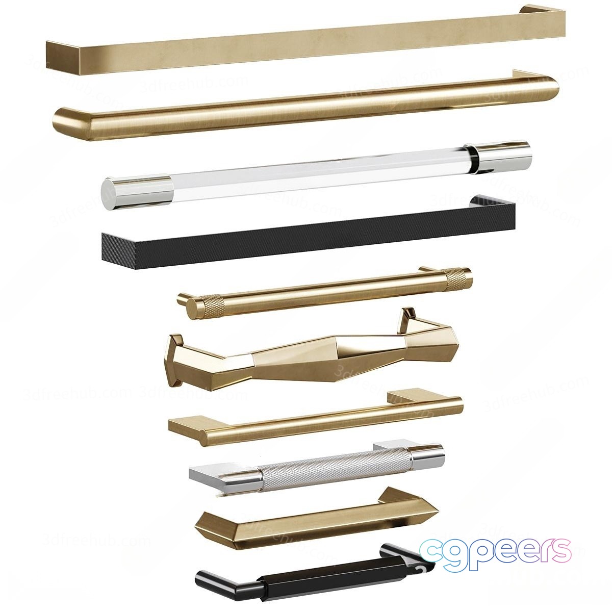 Modern Gold Hardware 3D Model - 8632 - VRAY Render Modern Gold Hardware 3D Model - 8632 - VRAY Render