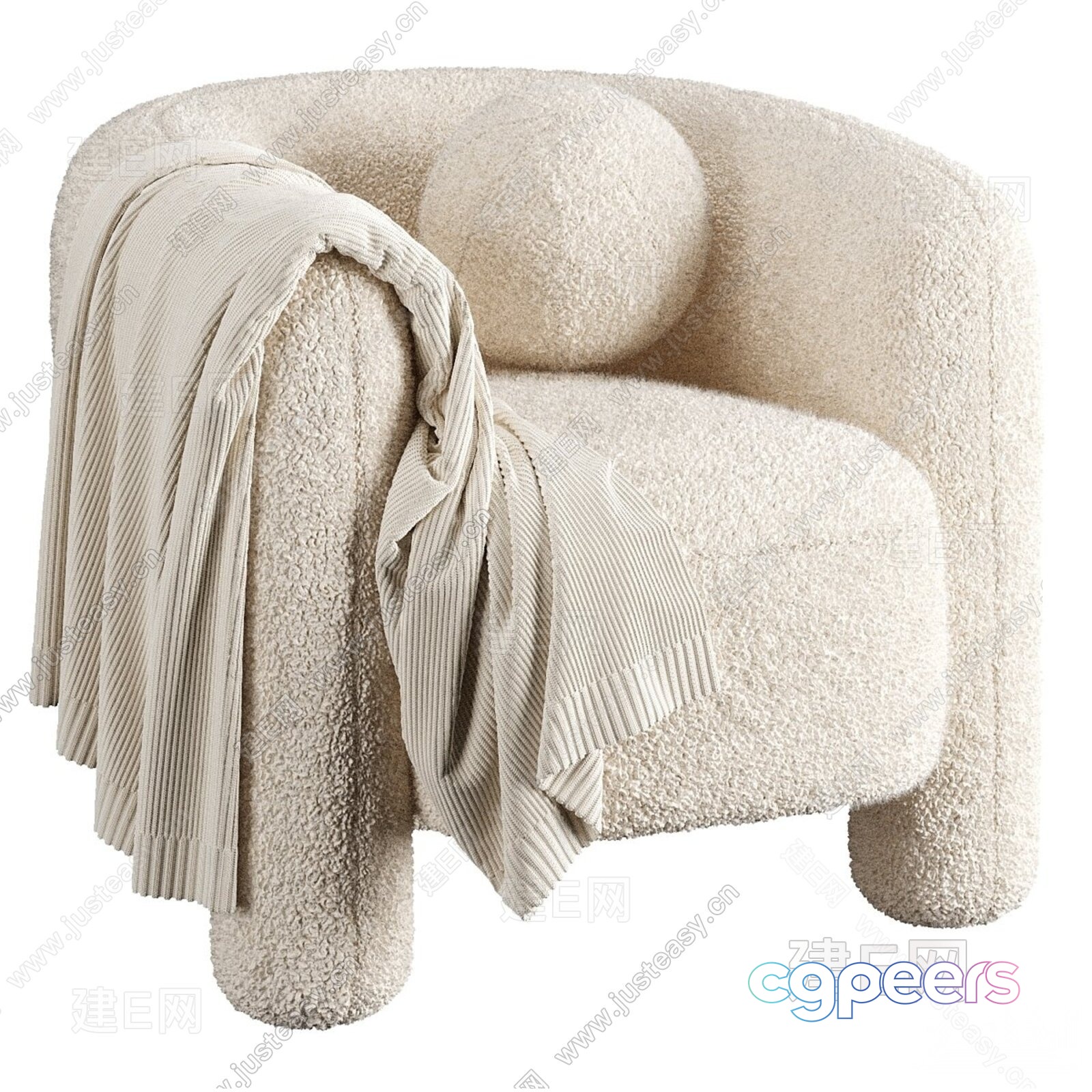 Cozy Cream Chair 3D Model - 9179 - VRAY Render Cozy Cream Chair 3D Model - 9179 - VRAY Render