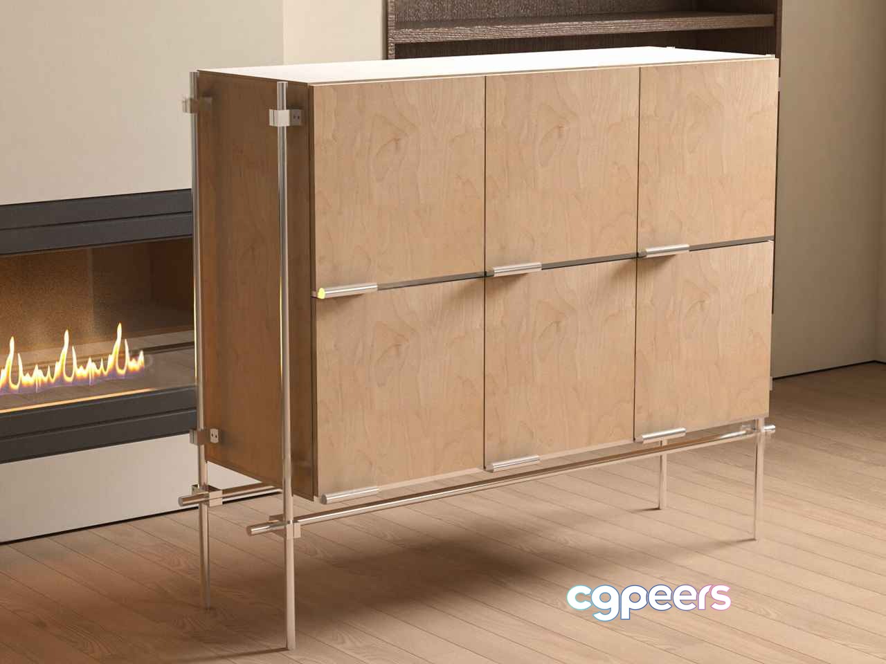Modern Wooden Cabinet 3D Model - 21705 - VRAY Render