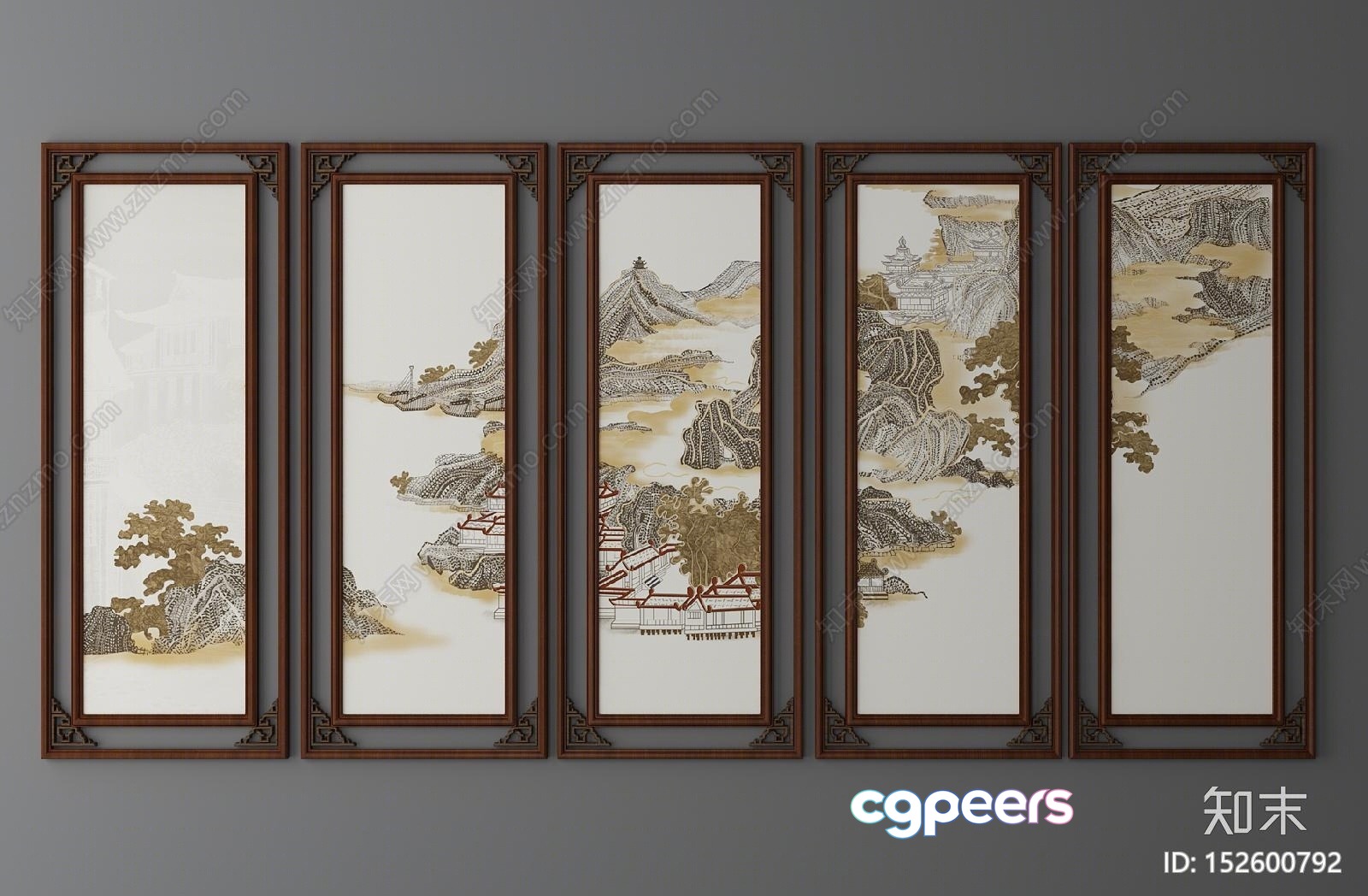 Traditional Chinese Artwork 3D Model - 1887 - VRAY Render