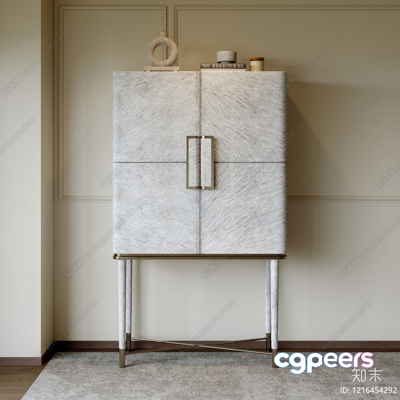 Modern White Cabinet 3D Model - 14174 - VRAY Render