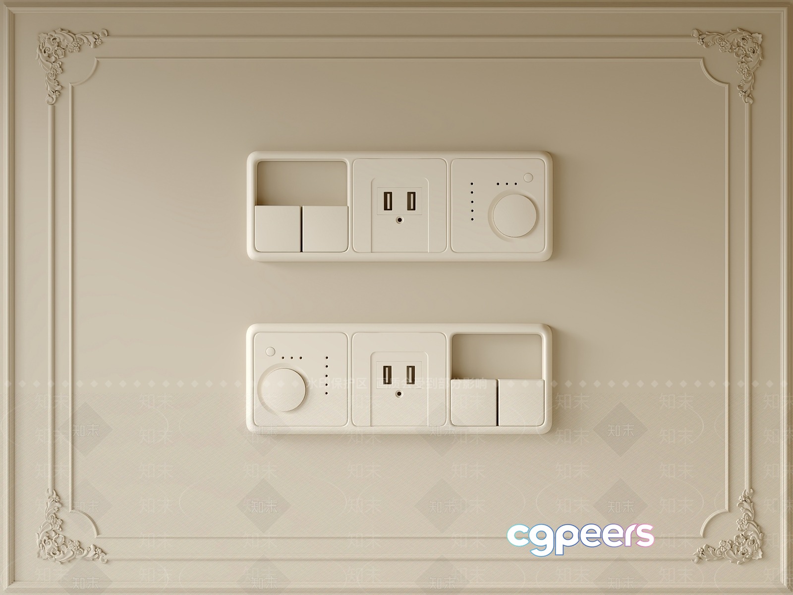 White Wall Switches 3D Model - 16665 - CORONA Render