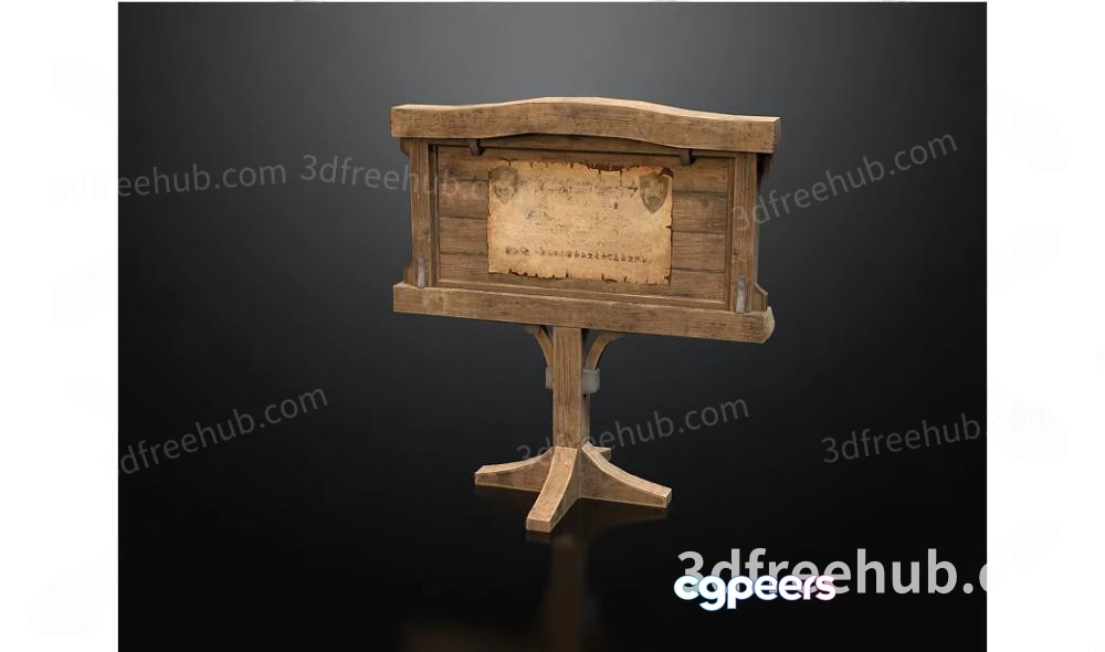 A Wooden Podium With A Scroll 3D Model - 23434 - VRAY Render