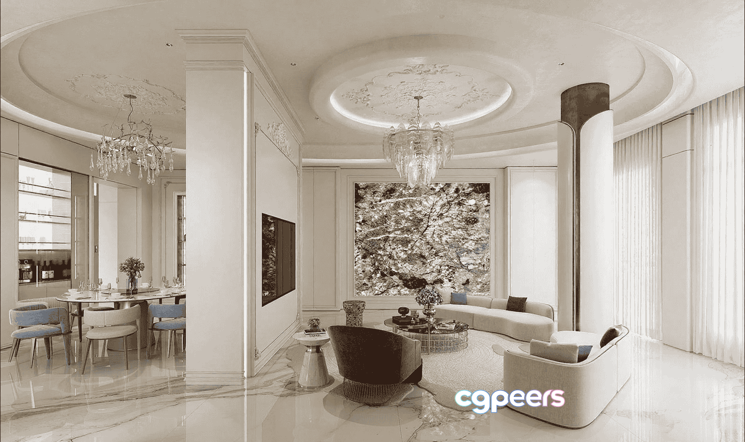 Modern Living Room 3D Model - 15012 - VRAY Render Modern Living Room 3D Model - 15012 - VRAY Render