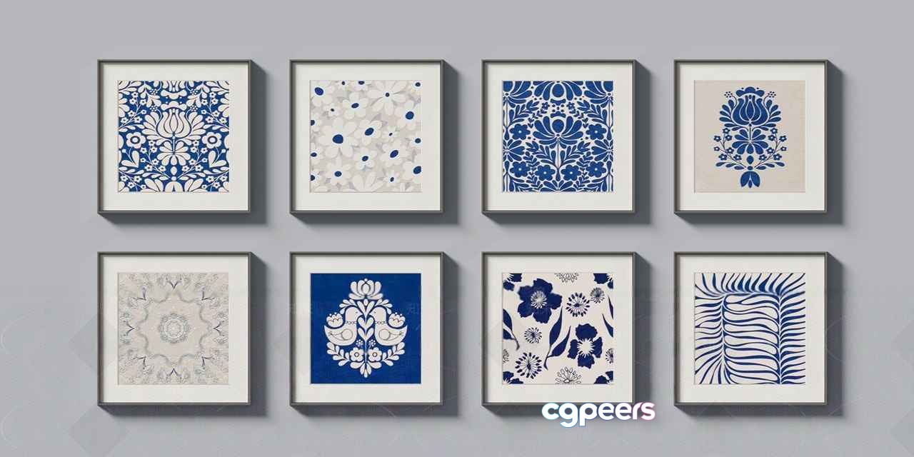 Blue And White Artwork 3D Model - 4487 - CORONA Render Blue And White Artwork 3D Model - 4487 - CORONA Render