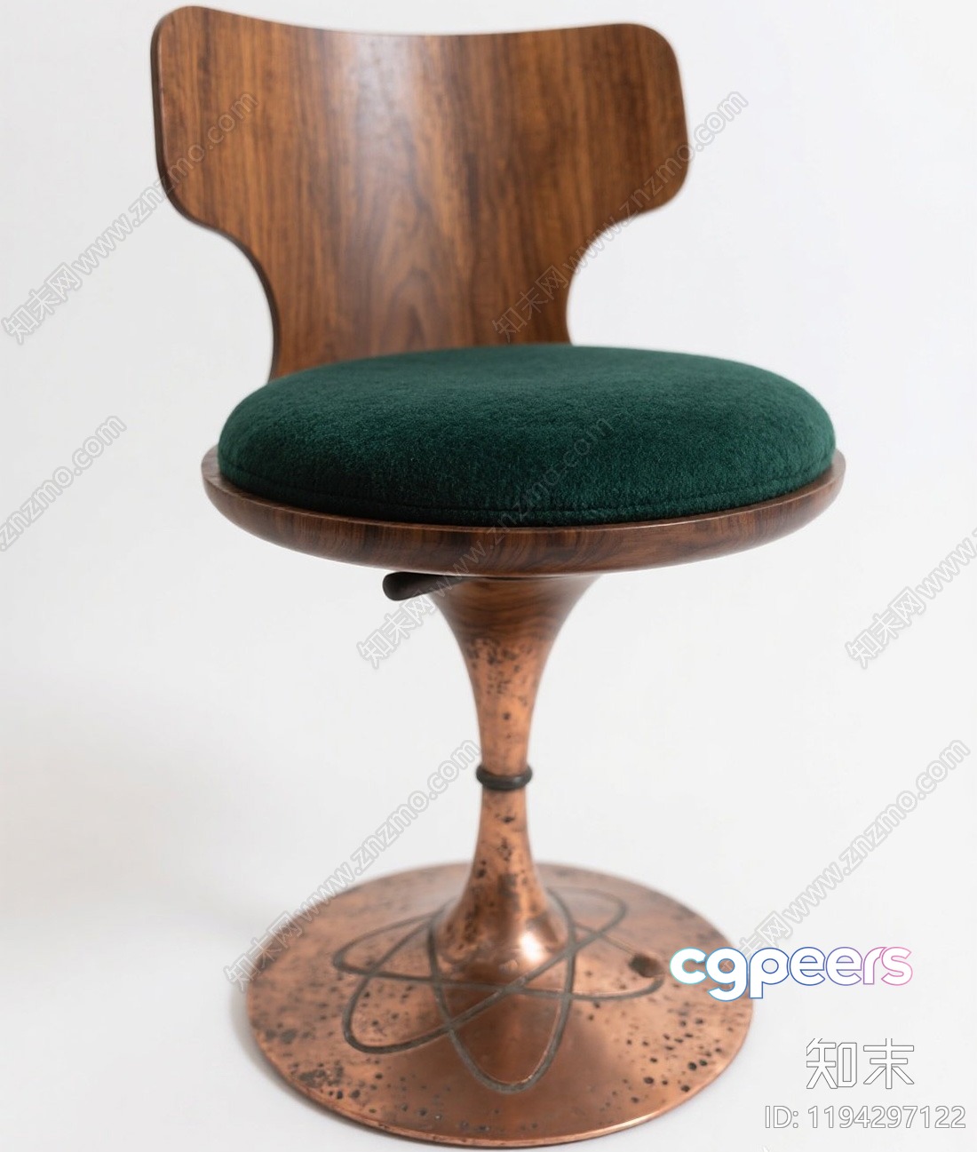 A Wooden Chair With A Green Cushion 3D Model - 17302 - VRAY Render A Wooden Chair With A Green Cushion 3D Model - 17302 - VRAY Render