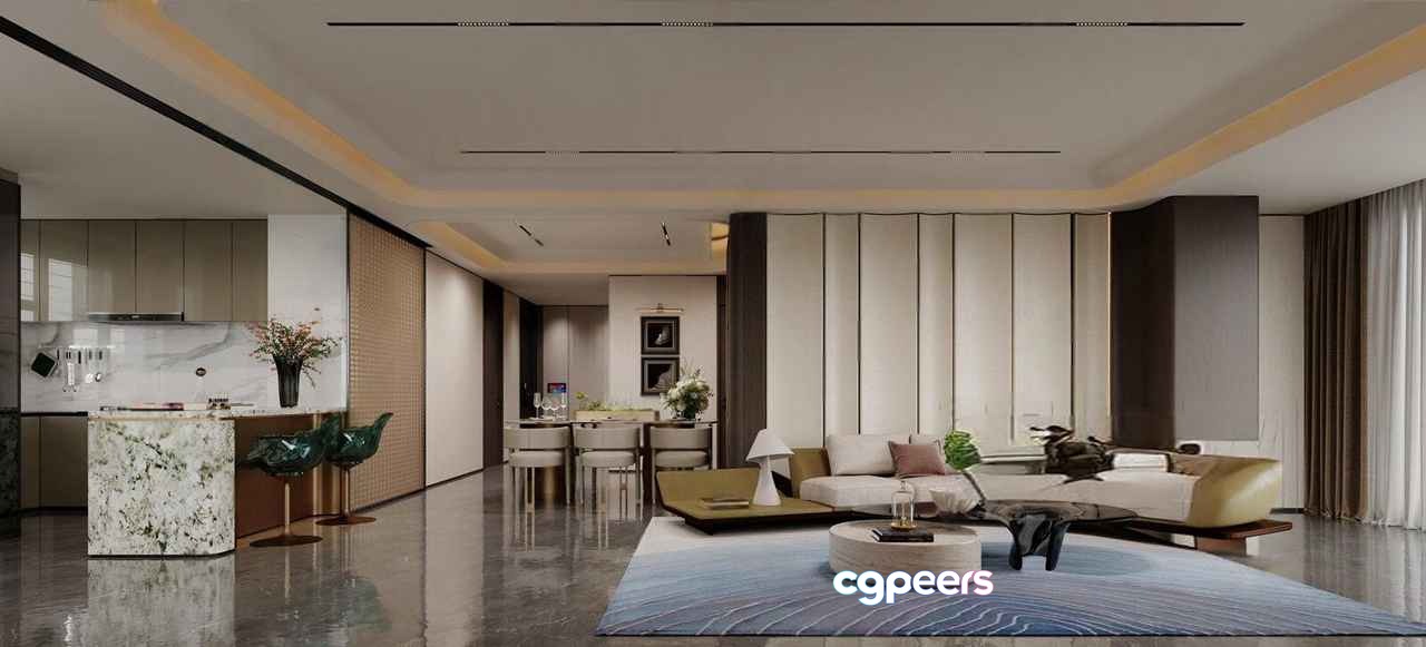 Modern Living Room 3D Model - 261 - CORONA Render Modern Living Room 3D Model - 261 - CORONA Render