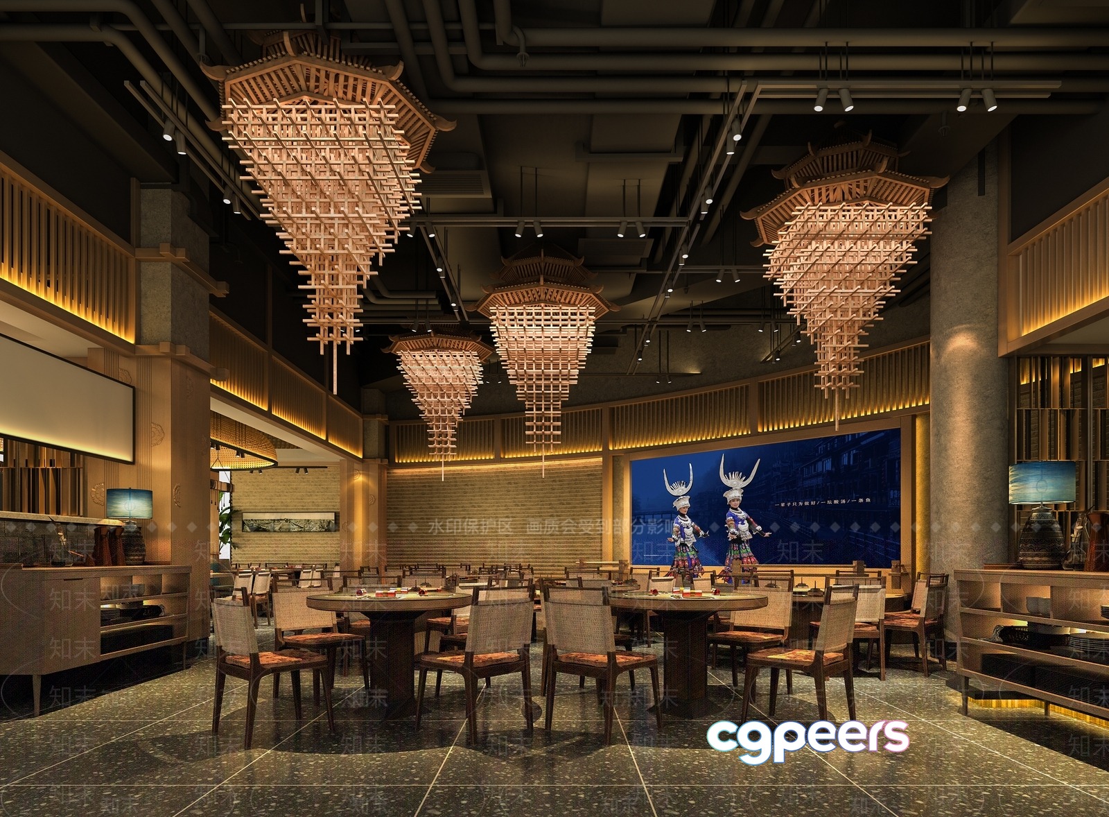 A Chinese Restaurant 3D Model - 2439 - VRAY Render