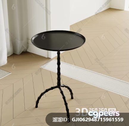 Black Side Table 3D Model - 15574 - CORONA Render
