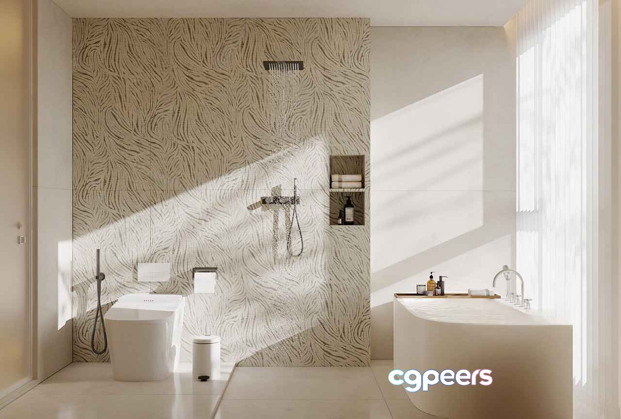 Modern White Bathroom 3D Model - 12171 - VRAY Render
