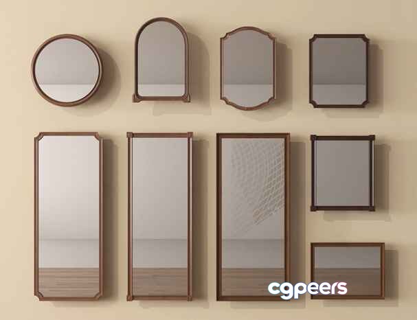 A Collection Of Wall Mirrors 3D Model - 7717 - VRAY Render A Collection Of Wall Mirrors 3D Model - 7717 - VRAY Render