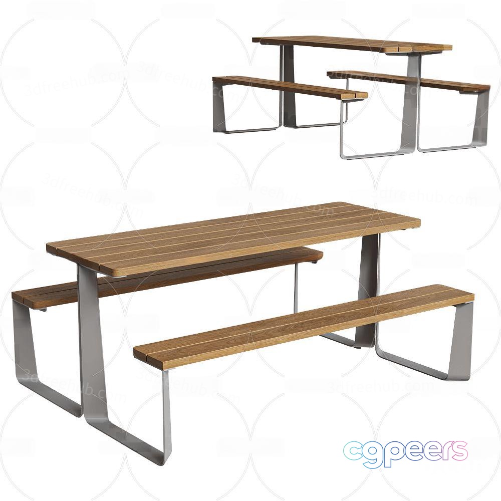 Outdoor Picnic Table 3D Model - 20240 - VRAY Render