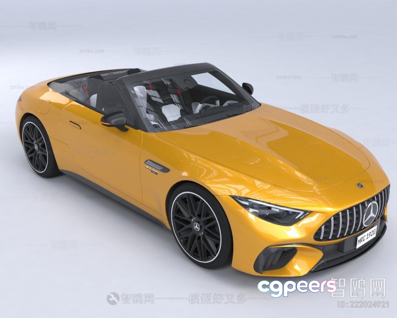 Yellow Mercedes Sports Car 3D Model - 355 - VRAY Render