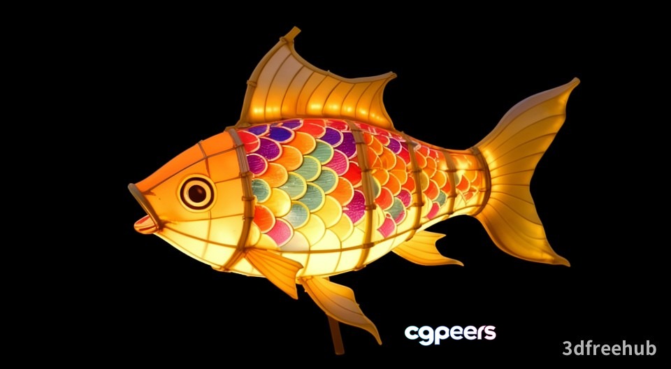 A Fish-Shaped Lantern 3D Model - 1436 - VRAY Render