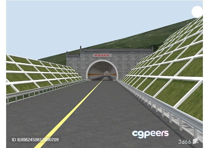 A Tunnel With A Road And Green Hills 3D Model - 4479 - VRAY Render