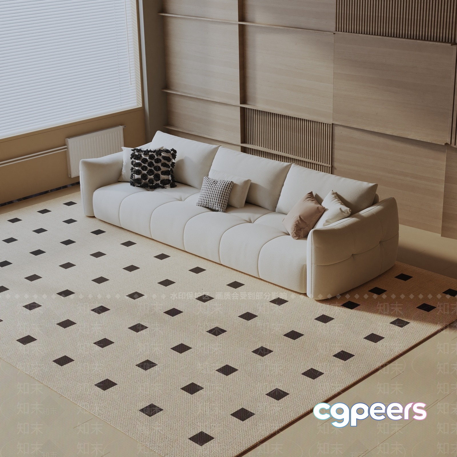 Modern Living Room 3D Model - 14445 - VRAY Render